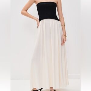 Solid & Striped Strapless Soglio Dress Noir / Brule